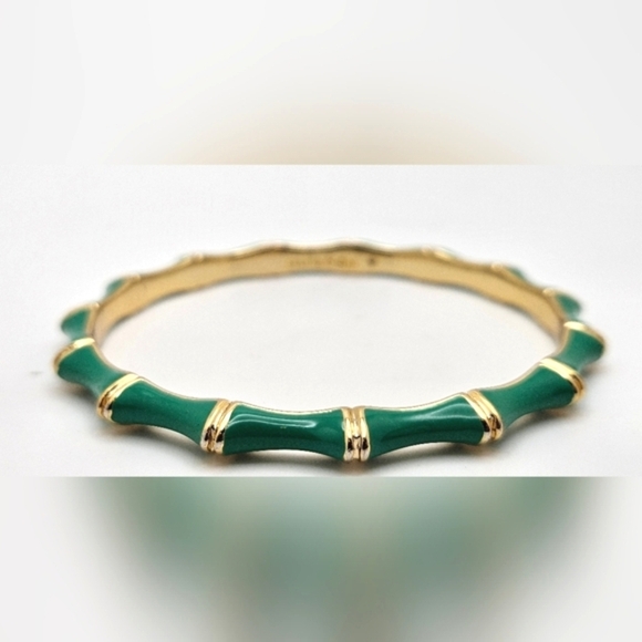 STELLA & DOT Green Julep Gold Bamboo Bangle Bracelet - Picture 3 of 4